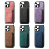 Retro Leather Card Bag Magnetic Phone Case, For iPhone 16