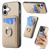 Carbon Fiber Card Wallet Ring Phone Case, For iPhone 17 Pro Max, For iPhone 17 Pro, For iPhone 17, For iPhone Air, For iPhone 16 Pro Max, For iPhone 16 Pro, For iPhone 16 Plus, For iPhone 16