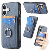 Carbon Fiber Card Wallet Ring Phone Case, For iPhone 17 Pro Max, For iPhone 17 Pro, For iPhone 17, For iPhone Air, For iPhone 16 Pro Max, For iPhone 16 Pro, For iPhone 16 Plus, For iPhone 16
