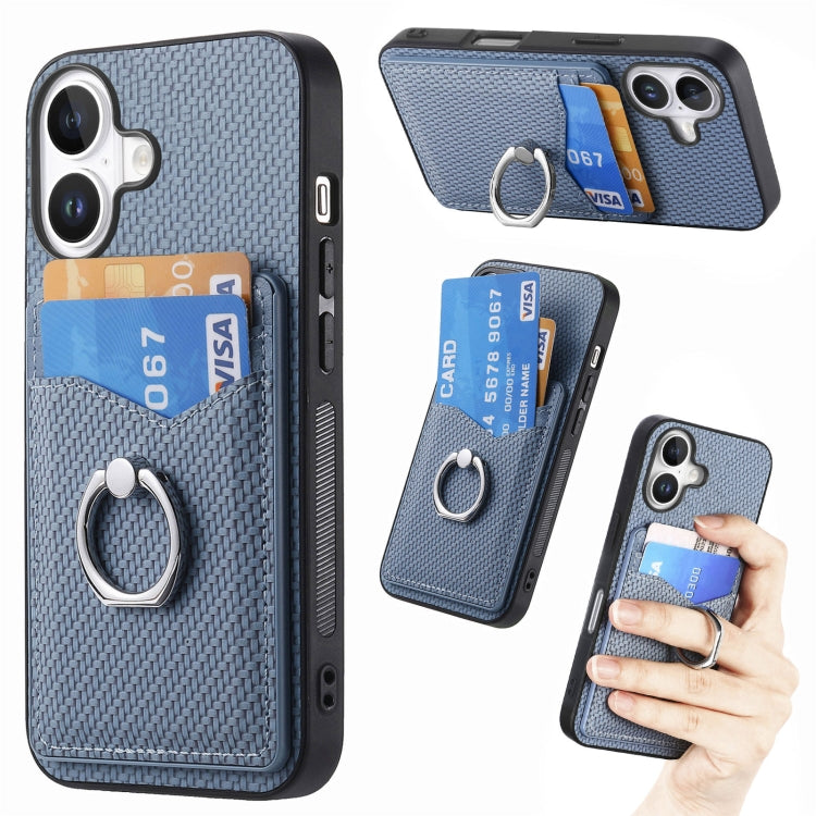 Carbon Fiber Card Wallet Ring Phone Case, For iPhone 17 Pro Max, For iPhone 17 Pro, For iPhone 17, For iPhone Air, For iPhone 16 Pro Max, For iPhone 16 Pro, For iPhone 16 Plus, For iPhone 16