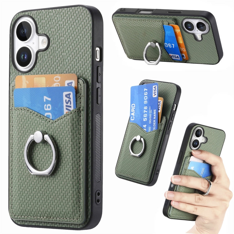 Carbon Fiber Card Wallet Ring Phone Case, For iPhone 17 Pro Max, For iPhone 17 Pro, For iPhone 17, For iPhone Air, For iPhone 16 Pro Max, For iPhone 16 Pro, For iPhone 16 Plus, For iPhone 16