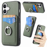 Carbon Fiber Card Wallet Ring Phone Case, For iPhone 17 Pro Max, For iPhone 17 Pro, For iPhone 17, For iPhone Air, For iPhone 16 Pro Max, For iPhone 16 Pro, For iPhone 16 Plus, For iPhone 16