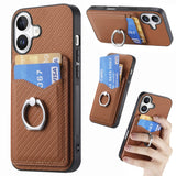 Carbon Fiber Card Wallet Ring Phone Case, For iPhone 17 Pro Max, For iPhone 17 Pro, For iPhone 17, For iPhone Air, For iPhone 16 Pro Max, For iPhone 16 Pro, For iPhone 16 Plus, For iPhone 16