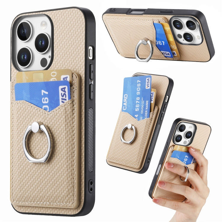 Carbon Fiber Card Wallet Ring Phone Case, For iPhone 17 Pro Max, For iPhone 17 Pro, For iPhone 17, For iPhone Air, For iPhone 16 Pro Max, For iPhone 16 Pro, For iPhone 16 Plus, For iPhone 16