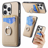 Carbon Fiber Card Wallet Ring Phone Case, For iPhone 17 Pro Max, For iPhone 17 Pro, For iPhone 17, For iPhone Air, For iPhone 16 Pro Max, For iPhone 16 Pro, For iPhone 16 Plus, For iPhone 16