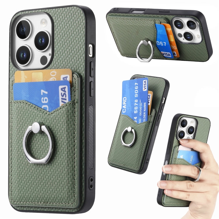 Carbon Fiber Card Wallet Ring Phone Case, For iPhone 17 Pro Max, For iPhone 17 Pro, For iPhone 17, For iPhone Air, For iPhone 16 Pro Max, For iPhone 16 Pro, For iPhone 16 Plus, For iPhone 16