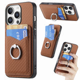 Carbon Fiber Card Wallet Ring Phone Case, For iPhone 17 Pro Max, For iPhone 17 Pro, For iPhone 17, For iPhone Air, For iPhone 16 Pro Max, For iPhone 16 Pro, For iPhone 16 Plus, For iPhone 16
