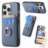 Carbon Fiber Card Wallet Ring Phone Case, For iPhone 17 Pro Max, For iPhone 17 Pro, For iPhone 17, For iPhone Air, For iPhone 16 Pro Max, For iPhone 16 Pro, For iPhone 16 Plus, For iPhone 16