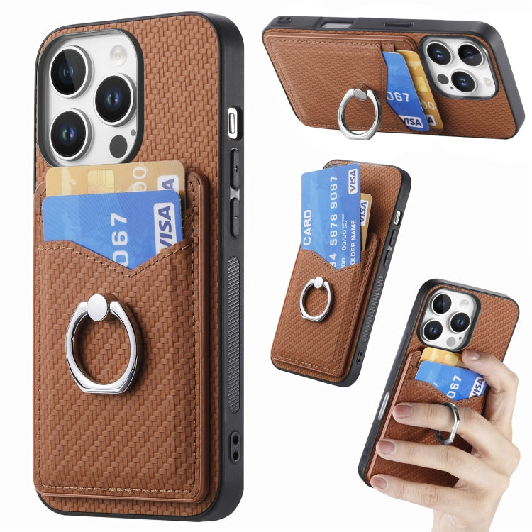 Carbon Fiber Card Wallet Ring Phone Case, For iPhone 17 Pro Max, For iPhone 17 Pro, For iPhone 17, For iPhone Air, For iPhone 16 Pro Max, For iPhone 16 Pro, For iPhone 16 Plus, For iPhone 16