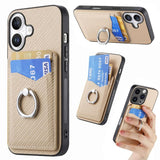 Carbon Fiber Card Wallet Ring Phone Case, For iPhone 17 Pro Max, For iPhone 17 Pro, For iPhone 17, For iPhone Air, For iPhone 16 Pro Max, For iPhone 16 Pro, For iPhone 16 Plus, For iPhone 16
