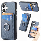 Carbon Fiber Card Wallet Ring Phone Case, For iPhone 17 Pro Max, For iPhone 17 Pro, For iPhone 17, For iPhone Air, For iPhone 16 Pro Max, For iPhone 16 Pro, For iPhone 16 Plus, For iPhone 16
