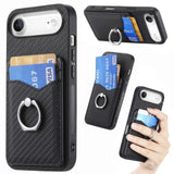 Carbon Fiber Card Wallet Ring Phone Case, For iPhone 17 Pro Max, For iPhone 17 Pro, For iPhone 17, For iPhone Air, For iPhone 16 Pro Max, For iPhone 16 Pro, For iPhone 16 Plus, For iPhone 16