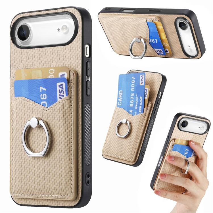 Carbon Fiber Card Wallet Ring Phone Case, For iPhone 17 Pro Max, For iPhone 17 Pro, For iPhone 17, For iPhone Air, For iPhone 16 Pro Max, For iPhone 16 Pro, For iPhone 16 Plus, For iPhone 16