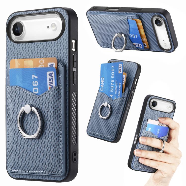 Carbon Fiber Card Wallet Ring Phone Case, For iPhone 17 Pro Max, For iPhone 17 Pro, For iPhone 17, For iPhone Air, For iPhone 16 Pro Max, For iPhone 16 Pro, For iPhone 16 Plus, For iPhone 16