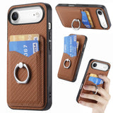 Carbon Fiber Card Wallet Ring Phone Case, For iPhone 17 Pro Max, For iPhone 17 Pro, For iPhone 17, For iPhone Air, For iPhone 16 Pro Max, For iPhone 16 Pro, For iPhone 16 Plus, For iPhone 16