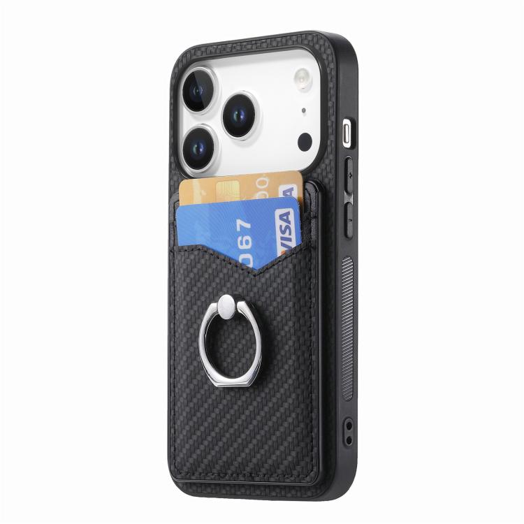 Carbon Fiber Card Wallet Ring Phone Case, For iPhone 17 Pro Max, For iPhone 17 Pro, For iPhone 17, For iPhone Air, For iPhone 16 Pro Max, For iPhone 16 Pro, For iPhone 16 Plus, For iPhone 16