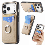 Carbon Fiber Card Wallet Ring Phone Case, For iPhone 17 Pro Max, For iPhone 17 Pro, For iPhone 17, For iPhone Air, For iPhone 16 Pro Max, For iPhone 16 Pro, For iPhone 16 Plus, For iPhone 16