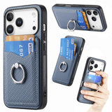 Carbon Fiber Card Wallet Ring Phone Case, For iPhone 17 Pro Max, For iPhone 17 Pro, For iPhone 17, For iPhone Air, For iPhone 16 Pro Max, For iPhone 16 Pro, For iPhone 16 Plus, For iPhone 16