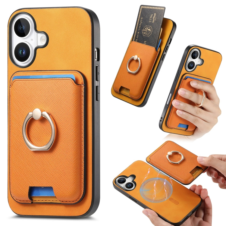 Retro Cross Leather Card Bag MagSafe Phone Case, For iPhone 16 Plus, For iPhone 16, For iPhone 15 Pro Max, For iPhone 15 Pro, For iPhone 15 Plus, For iPhone 15