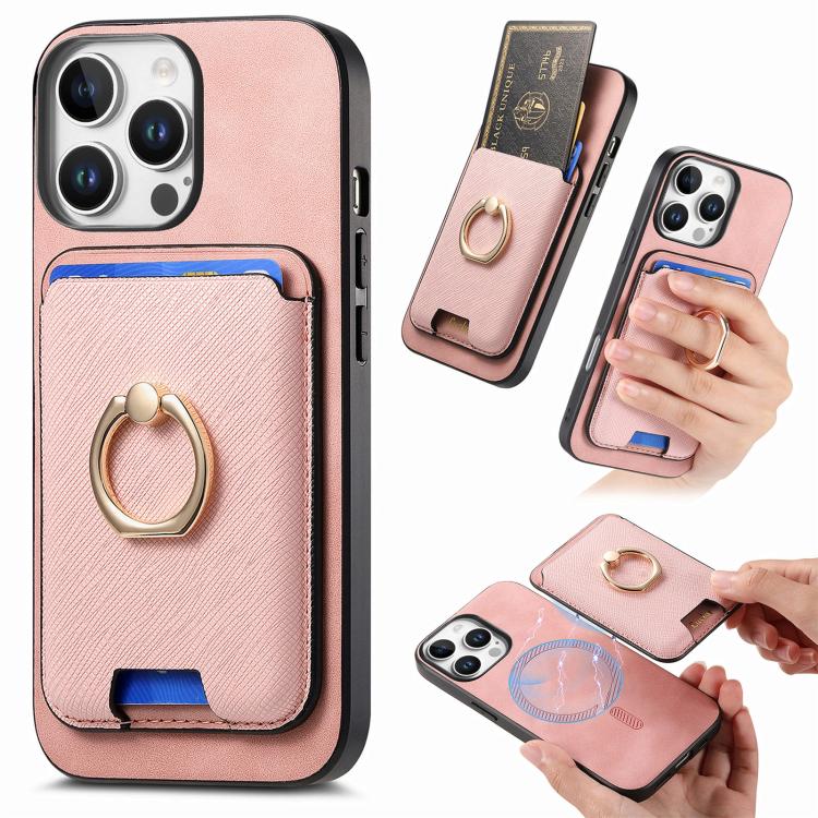 Retro Cross Leather Card Bag MagSafe Phone Case, For iPhone 11 Pro