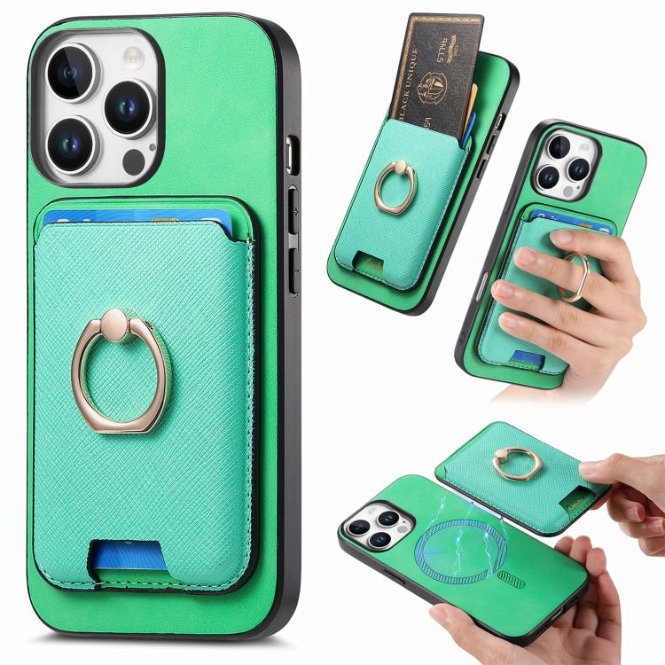 Retro Cross Leather Card Bag MagSafe Phone Case, For iPhone 11 Pro