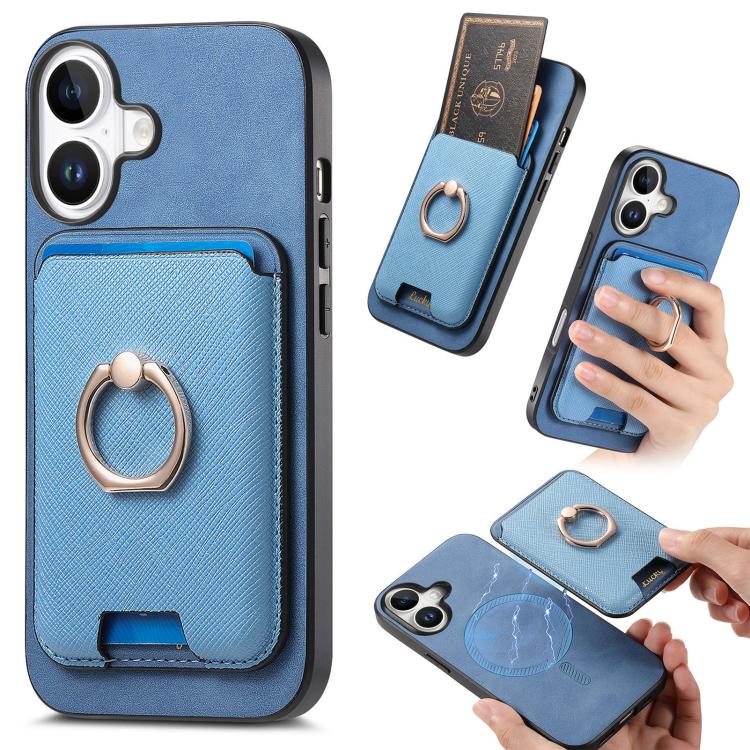 Retro Cross Leather Card Bag MagSafe Phone Case, For iPhone 17 Pro Max, For iPhone 17 Pro, For iPhone 17, For iPhone Air, For iPhone 16 Pro Max, For iPhone 16 Pro
