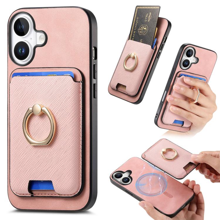 Retro Cross Leather Card Bag MagSafe Phone Case, For iPhone 17 Pro Max, For iPhone 17 Pro, For iPhone 17, For iPhone Air, For iPhone 16 Pro Max, For iPhone 16 Pro