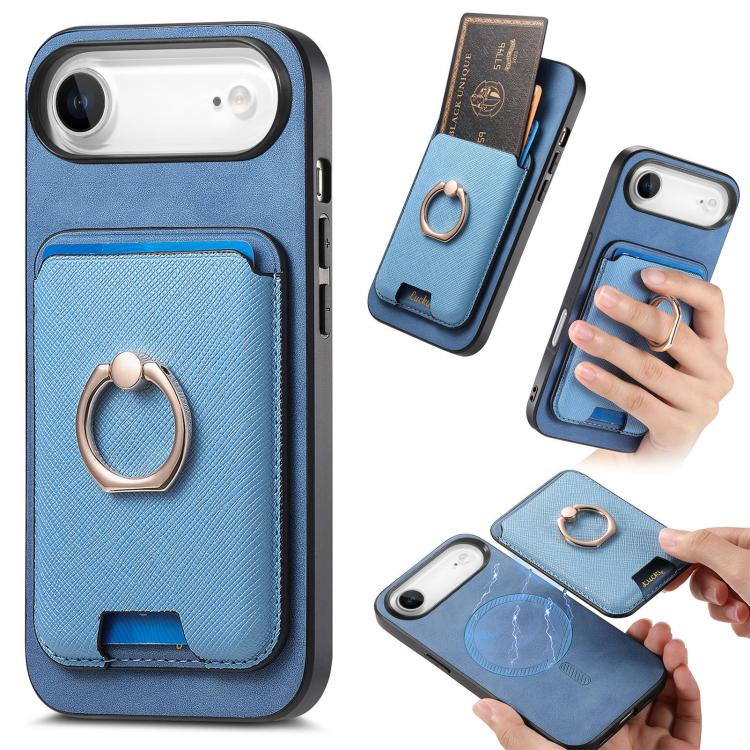 Retro Cross Leather Card Bag MagSafe Phone Case, For iPhone 17 Pro Max, For iPhone 17 Pro, For iPhone 17, For iPhone Air, For iPhone 16 Pro Max, For iPhone 16 Pro