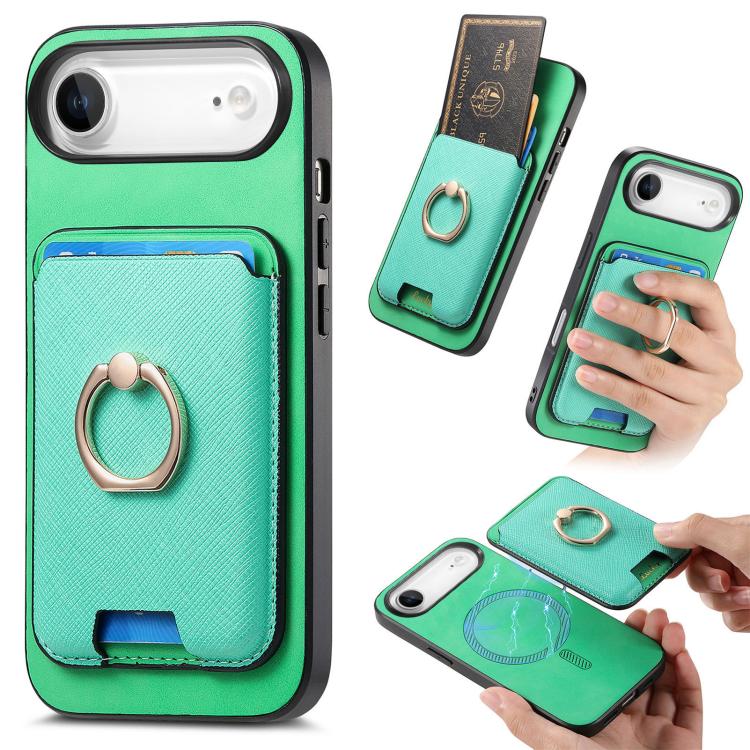 Retro Cross Leather Card Bag MagSafe Phone Case, For iPhone 17 Pro Max, For iPhone 17 Pro, For iPhone 17, For iPhone Air, For iPhone 16 Pro Max, For iPhone 16 Pro
