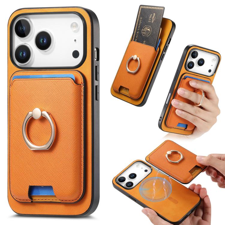 Retro Cross Leather Card Bag MagSafe Phone Case, For iPhone 17 Pro Max, For iPhone 17 Pro, For iPhone 17, For iPhone Air, For iPhone 16 Pro Max, For iPhone 16 Pro