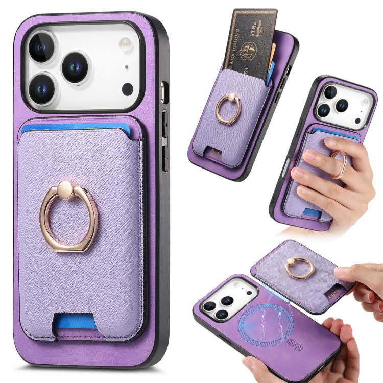 Retro Cross Leather Card Bag MagSafe Phone Case, For iPhone 17 Pro Max, For iPhone 17 Pro, For iPhone 17, For iPhone Air, For iPhone 16 Pro Max, For iPhone 16 Pro