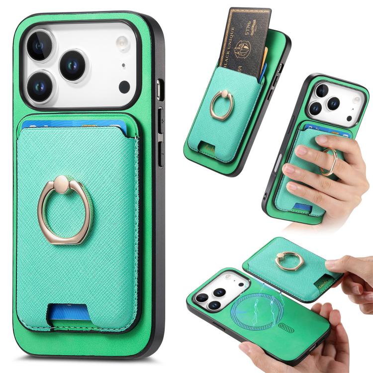 Retro Cross Leather Card Bag MagSafe Phone Case, For iPhone 17 Pro Max, For iPhone 17 Pro, For iPhone 17, For iPhone Air, For iPhone 16 Pro Max, For iPhone 16 Pro