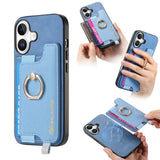 Retro Magsafe Cross Leather Ring Holder Card Bag Phone Case, For iPhone 17, For iPhone Air, For iPhone 16 Pro Max, For iPhone 16 Pro, For iPhone 16 Plus, For iPhone 16