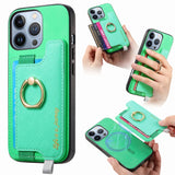 Retro Magsafe Cross Leather Ring Holder Card Bag Phone Case, For iPhone 17, For iPhone Air, For iPhone 16 Pro Max, For iPhone 16 Pro, For iPhone 16 Plus, For iPhone 16