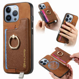 Retro Magsafe Cross Leather Ring Holder Card Bag Phone Case, For iPhone 17, For iPhone Air, For iPhone 16 Pro Max, For iPhone 16 Pro, For iPhone 16 Plus, For iPhone 16