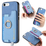 Retro Magsafe Cross Leather Ring Holder Card Bag Phone Case, For iPhone 14 Pro, For iPhone 14 Pro Max, For iPhone 7 / 8 / SE 2022, For iPhone 13 Pro Max, For iPhone 13 Pro, For iPhone 13