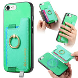 Retro Magsafe Cross Leather Ring Holder Card Bag Phone Case, For iPhone 14 Pro, For iPhone 14 Pro Max, For iPhone 7 / 8 / SE 2022, For iPhone 13 Pro Max, For iPhone 13 Pro, For iPhone 13
