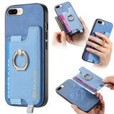 Retro Magsafe Cross Leather Ring Holder Card Bag Phone Case, For iPhone XR, For iPhone XS Max, For iPhone 7 Plus / 8 Plus