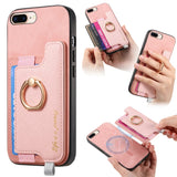 Retro Magsafe Cross Leather Ring Holder Card Bag Phone Case, For iPhone XR, For iPhone XS Max, For iPhone 7 Plus / 8 Plus