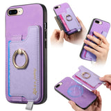 Retro Magsafe Cross Leather Ring Holder Card Bag Phone Case, For iPhone XR, For iPhone XS Max, For iPhone 7 Plus / 8 Plus