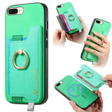 Retro Magsafe Cross Leather Ring Holder Card Bag Phone Case, For iPhone XR, For iPhone XS Max, For iPhone 7 Plus / 8 Plus
