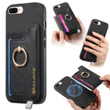 Retro Magsafe Cross Leather Ring Holder Card Bag Phone Case, For iPhone XR, For iPhone XS Max, For iPhone 7 Plus / 8 Plus