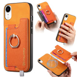 Retro Magsafe Cross Leather Ring Holder Card Bag Phone Case, For iPhone XR, For iPhone XS Max, For iPhone 7 Plus / 8 Plus