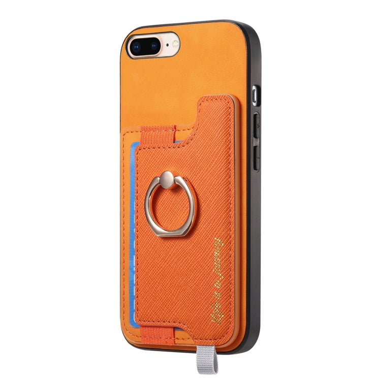 Retro Magsafe Cross Leather Ring Holder Card Bag Phone Case, For iPhone XR, For iPhone XS Max, For iPhone 7 Plus / 8 Plus
