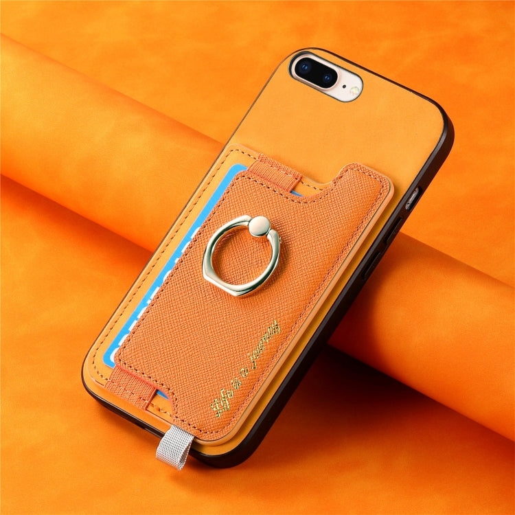 Retro Magsafe Cross Leather Ring Holder Card Bag Phone Case, For iPhone XR, For iPhone XS Max, For iPhone 7 Plus / 8 Plus