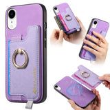 Retro Magsafe Cross Leather Ring Holder Card Bag Phone Case, For iPhone XR, For iPhone XS Max, For iPhone 7 Plus / 8 Plus