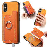 Retro Magsafe Cross Leather Ring Holder Card Bag Phone Case, For iPhone XR, For iPhone XS Max, For iPhone 7 Plus / 8 Plus