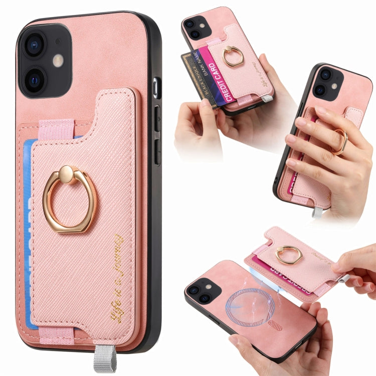 Retro Magsafe Cross Leather Ring Holder Card Bag Phone Case, For iPhone 12 / 12 Pro, For iPhone 12 Pro Max, For iPhone 11 Pro Max, For iPhone 11, For iPhone 11 Pro, For iPhone X / XS
