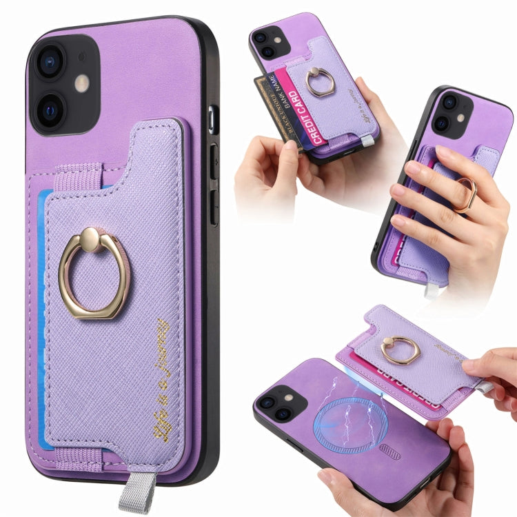 Retro Magsafe Cross Leather Ring Holder Card Bag Phone Case, For iPhone 12 / 12 Pro, For iPhone 12 Pro Max, For iPhone 11 Pro Max, For iPhone 11, For iPhone 11 Pro, For iPhone X / XS
