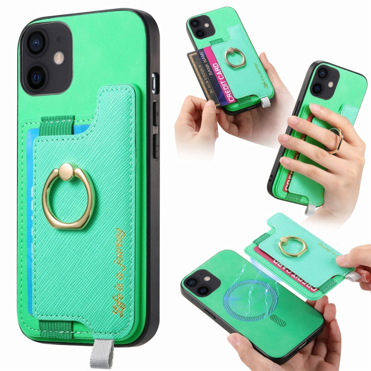 Retro Magsafe Cross Leather Ring Holder Card Bag Phone Case, For iPhone 12 / 12 Pro, For iPhone 12 Pro Max, For iPhone 11 Pro Max, For iPhone 11, For iPhone 11 Pro, For iPhone X / XS